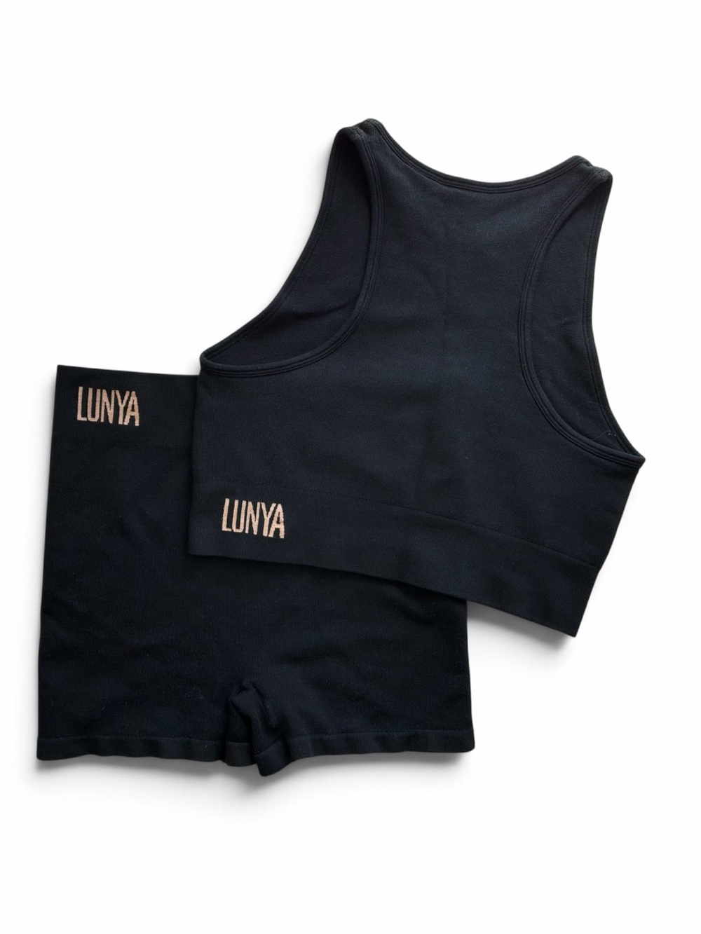 Lunya Seamless Modal Set Black Medium Tank and Shorts